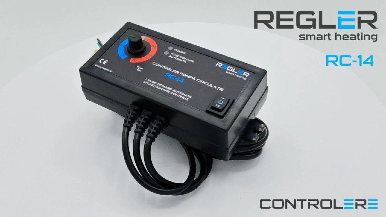 Controler pompa de circulatie Regler RC 14, functionare continua peste temperatura setata. Video 2219