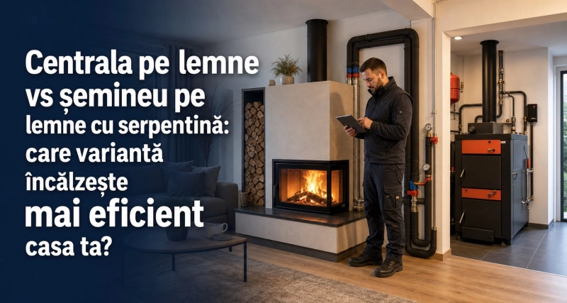 Centrala pe lemne vs semineu pe lemne cu serpentina: care varianta incalzeste mai eficient casa ta?