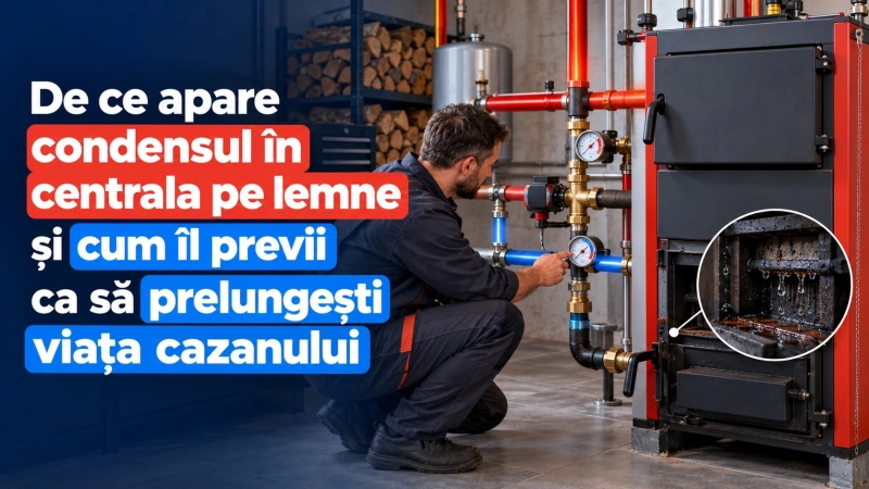 Condens in centrala pe lemne: cauze, prevenire si protectia cazanului
